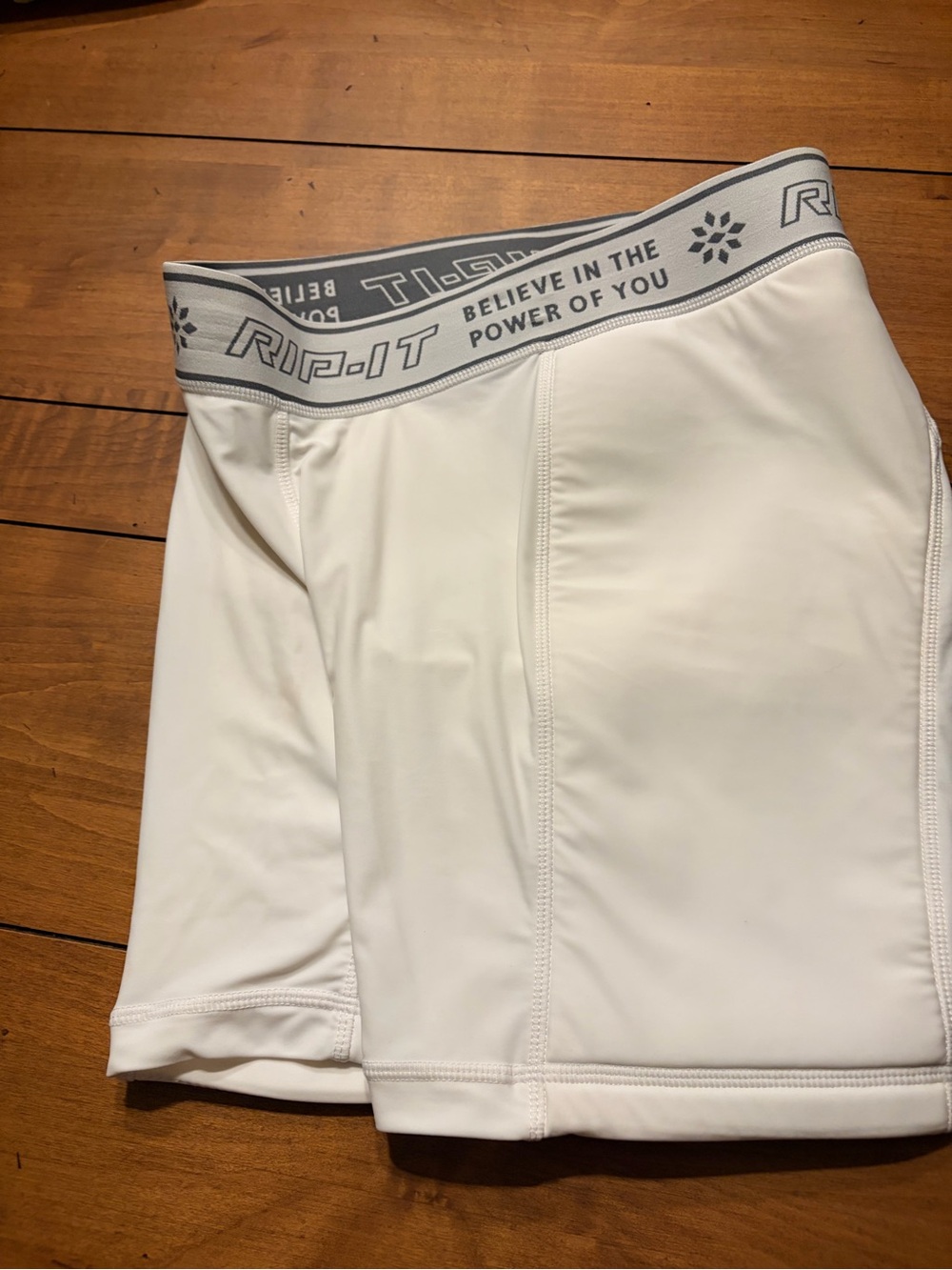Rip-It Women's White Athletic Compression Shorts with Branded Waistband